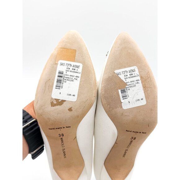 Manolo Blahnik Hangisi 70 Embellished Satin Jewel Buckle Designer Wedding Pumps - Picture 8 of 9